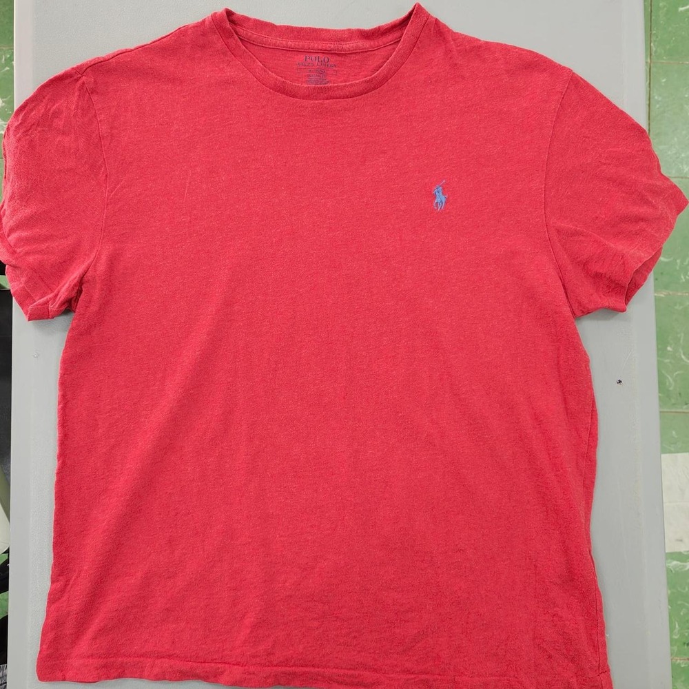 Polo Ralph Lauren Mens Classic Fit Crewneck T-Shirt Red Blue Pony Logo Size M